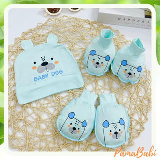 Set mũ kèm bao tay, bao chân cotton thun lạnh mềm mát cho bé sơ sinh, Set mũ nón kèm bao tay chân cao cấp