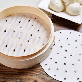 Tệp 100 tờ Giấy nến đục lỗ cho nồi chiên không dầu dùng hấp bánh bao dimsum