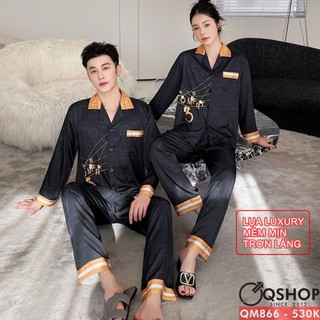 Bộ pijama cặp đôi lụa Luxruy cao cấp mềm mịn mặc nhà mặc ngủ sang trọng QSHOP QM866