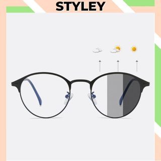 Kính đổi màu cao cấp chống ánh sáng xanh và tia UV, Mắt kính thời trang nam nữ style hàn quốc cute dễ thương Styley K028