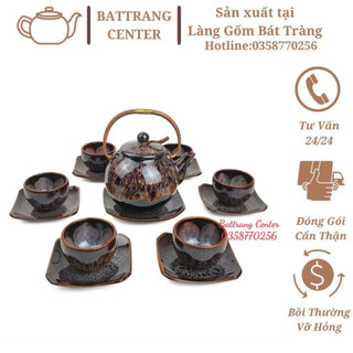 (CẨM LAI TÍM)Bộ Ấm Chén Pha Trà Hoả Biến Bát Tràng-Nghệ Nhân Nguyễn Văn Hải-ấm Tây Thi