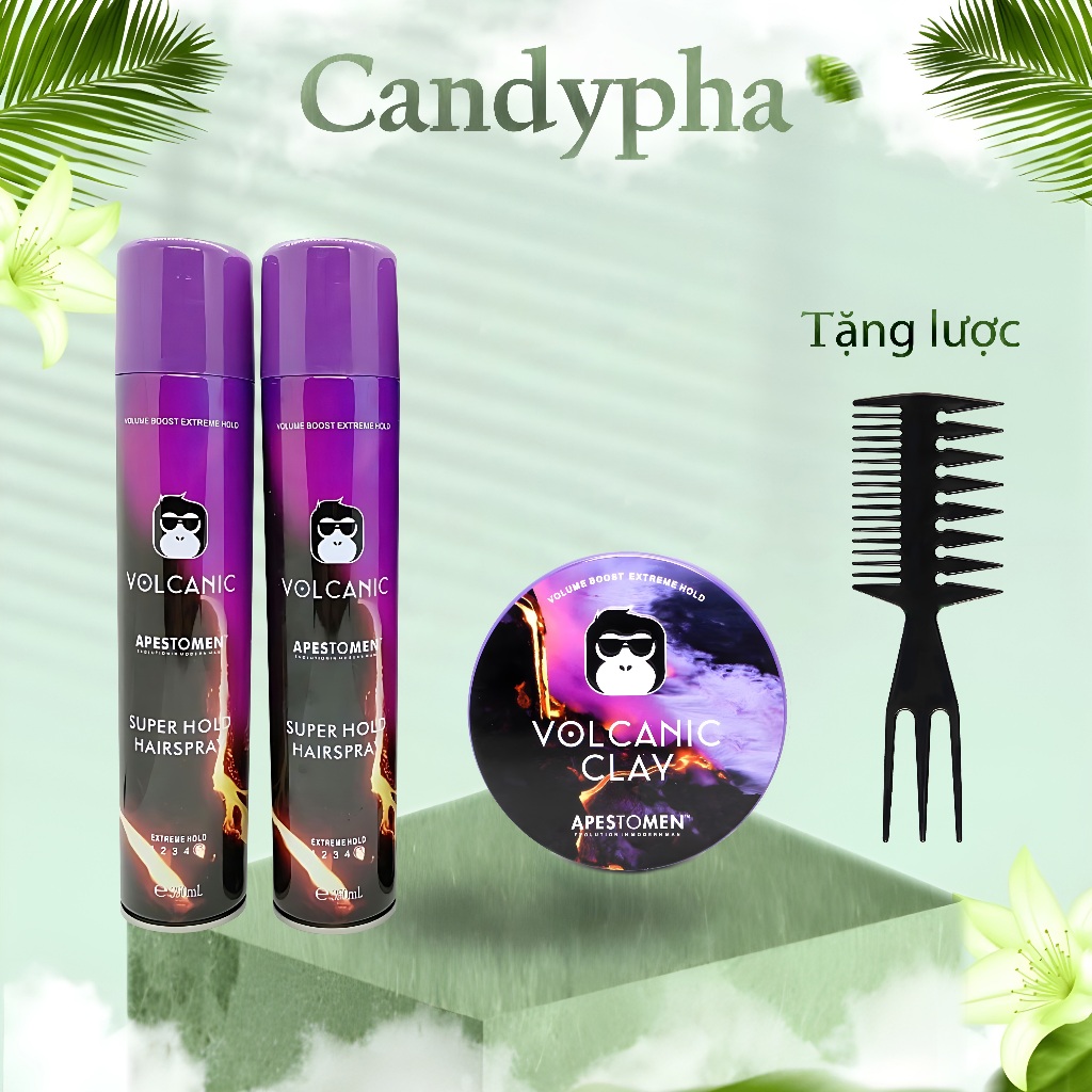 Gôm Xịt Tóc Nam Volcanic Clay 350ml – Keo Xịt Tạo Kiểu Tóc Nam Siêu Giữ Nếp, Hương Thơm Nhẹ Nhàng. Candypha