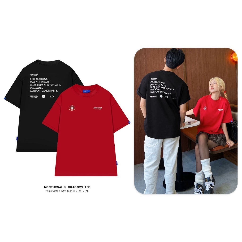 Áo Thun Đôi Nam Nữ NOCTURNAL Chất Vải Cotton Mềm Mát Form Unisex