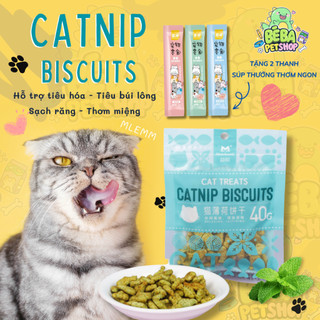 Bánh thưởng catnip cho mèo ăn vặt Catnip Biscuits gói 40g + 2 thanh súp thưởng thơm ngon | Bé Ba Petshop