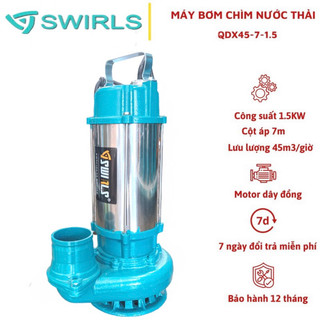 Máy bơm chìm nước thải 1.5kw thân inox 304 swirls - bảo hành 1 năm, bơm chìm, bơm tõm hút bùn loãng