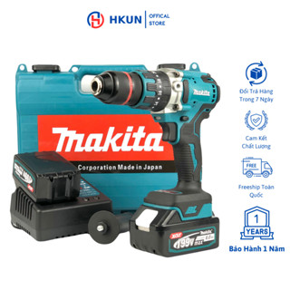 Máy khoan pin Makita 199v kèm tay cầm động cơ không chổi than Đầu kẹp autolock