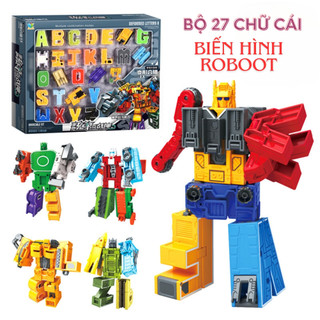 Đồ chơi chữ số biến hình robot, Bộ 27 chữ cái, số biến hình chất liệu nhựa ABS an toàn, Lắp ráp thành robot cỡ lớn
