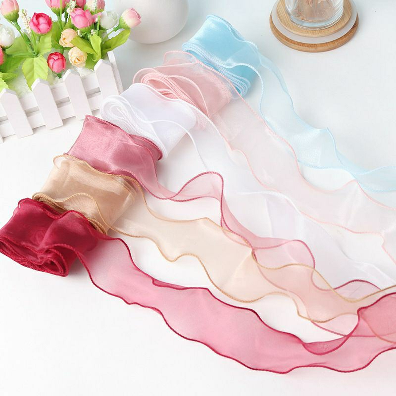 Ruy băng voan sóng gói hoa cao cấp mềm mịn dài 10m