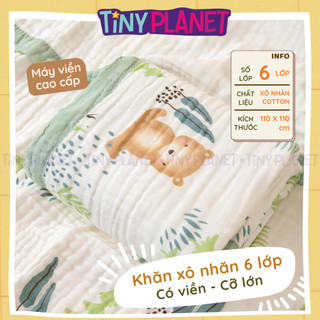 Khăn xô nhăn 6 lớp cỡ lớn in hình dày dặn siêu thấm hút cho bé làm khăn tắm chăn xô 110x110cm update mẫu mới