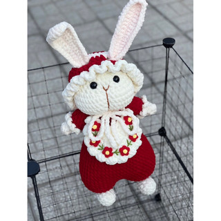 Thỏ bà già tang tang _ len nhung đũa 6mm handmade 🐰