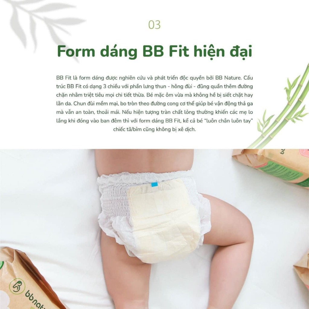 [ Tặng QUÀ HOT ] Combo 4 Bịch Bỉm / Tã BBNature Sử Dụng Công Nghệ Chất Liệu Sợi Tre Hữu Cơ An Toàn Cho Bé.