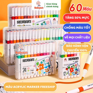 Bút màu acrylic marker 💝freeship💝 12/24/36/48 màu acrylic chống nước - bút lông màu arcylic