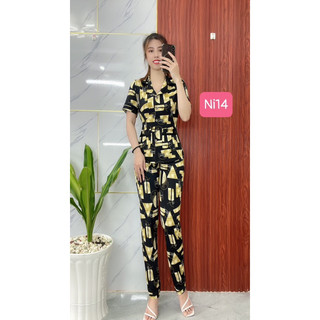 Mã pijama tay ngắn cổ sơ mi, size từ 40-75kg, chất thun có độ co giãn