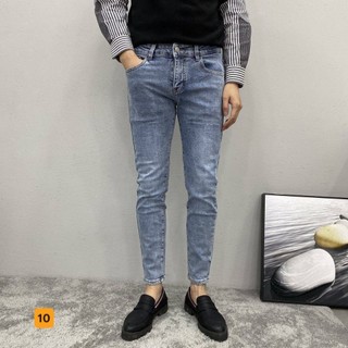 Quần jean nam dài ống côn trơn chất jean co giãn mẫu đẹp phong cách hàn quốc 2024 - MS10