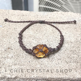 Vòng tay Citrine thach anh vàng đan dây macrame