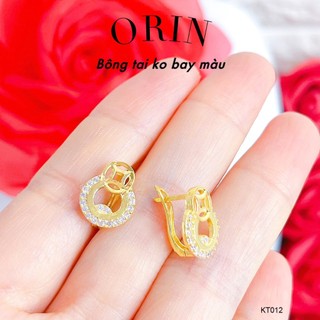 Bông tai nữ ĐỒNG ko bay màu 2 vòng tròn thiết kế Orin KT012