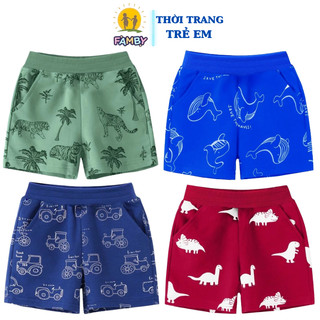 Quần đùi bé trai mùa hè FAMBY quần short cotton ngộ nghĩnh cho bé 2 đến 8 tuổi