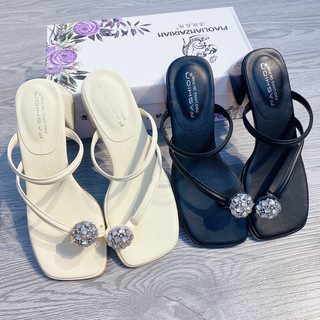 Cathycloset- dép guốc đính hoa đá qc có hộp