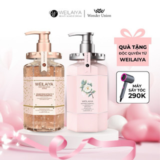 Sữa tắm trắng da cánh hoa hồng Damask 450ml và Sữa tắm trắng da, làm sạch da toàn thân Niacinamide WEILAIYA 450ml