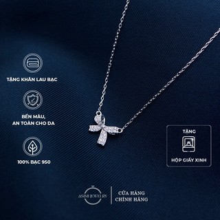 Dây chuyền bạc chiếc nơ Asimi, Dây chuyền nữ mảnh mặt chiếc nơ nhỏ xinh Bow Tie DC34