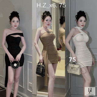 Đầm body lưới lệch vai