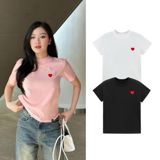 ÁO THUN BABY TEE IN TRÁI TIM NHỎ NHẮN BÊN LỀ NHỎ ĐO ĐỎ BOONG STORE BBTTIM0