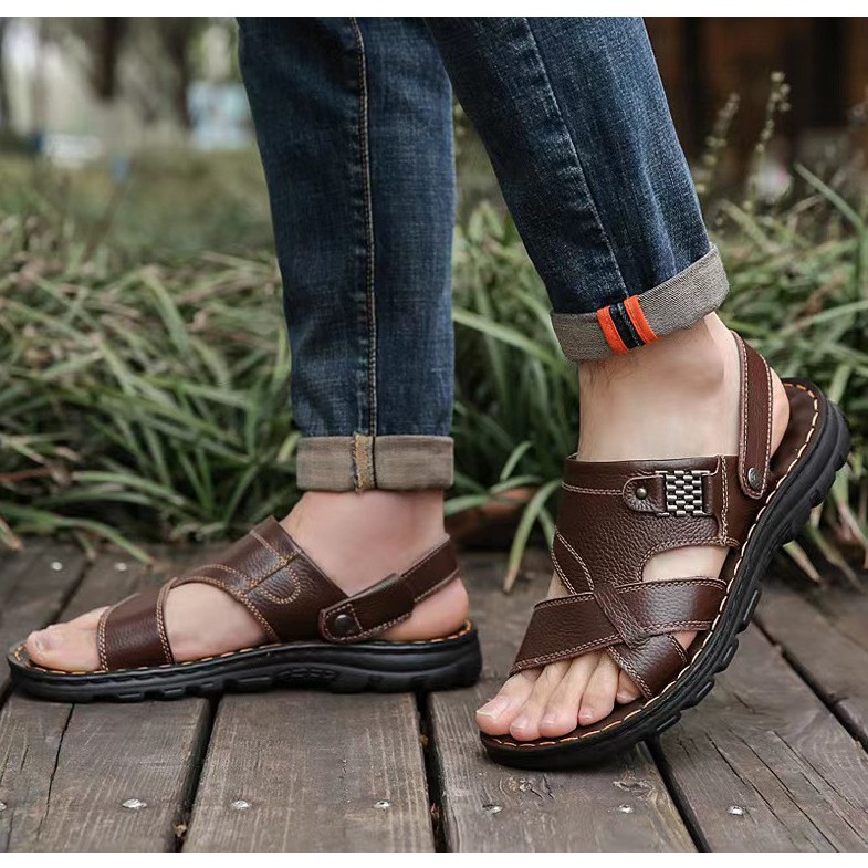 Sandal Quai Chéo Nam Da Đế Khâu, Dép Quai Hậu | BigBuy360 - bigbuy360.vn