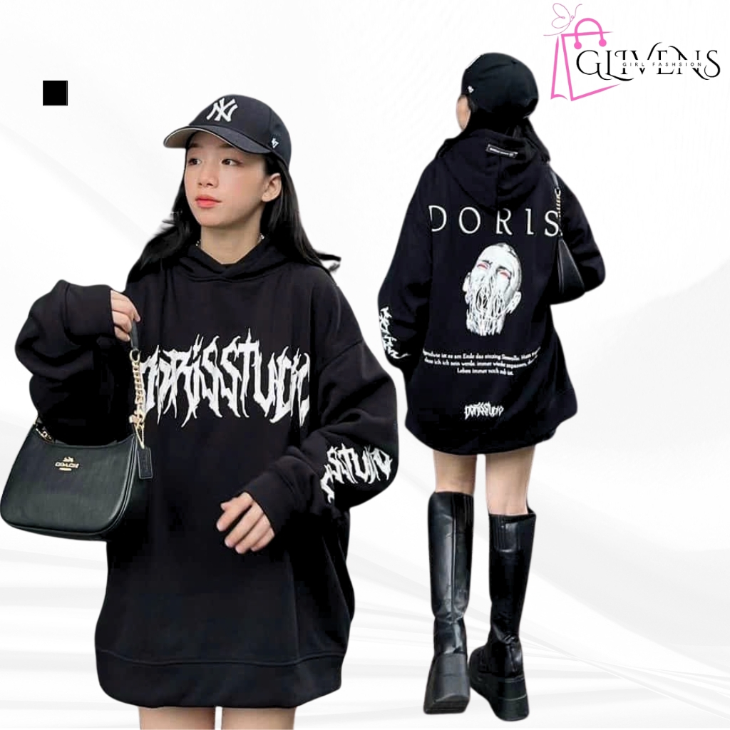 Áo khoác hoodie DORIS form rộng nam nữ thời trang unisex_GLIVENS