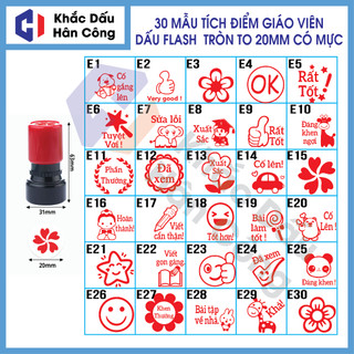  Dấu Tích Khen Thưởng Cỡ Lớn 20mm   Loại Dấu Flash   Lời Khen Giáo Viên Tặng Kèm Lọ Mực 