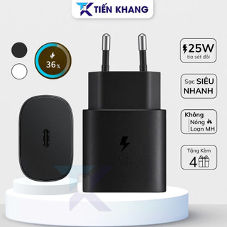 Cục sạc nhanh 25w không nóng không loạn cho s23 ultra a12 s20+ note 10 plus, Củ sạc 25w Type C chuẩn PD vỏ nhám bóng