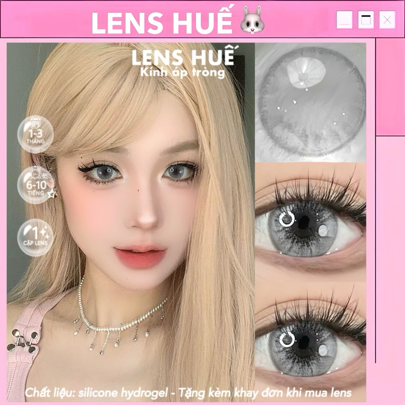 🌸(𝗖𝗔̣̂𝗡 𝗧𝗨̛̀ 𝟬-𝟲 Đ𝗢̣̂) LENS GRAY màu XÁM TÂY giãn nhỏ 14.2MM tây nhẹ hợp makeup tone DOUYIN, nối mi - Lens Huế 🐰
