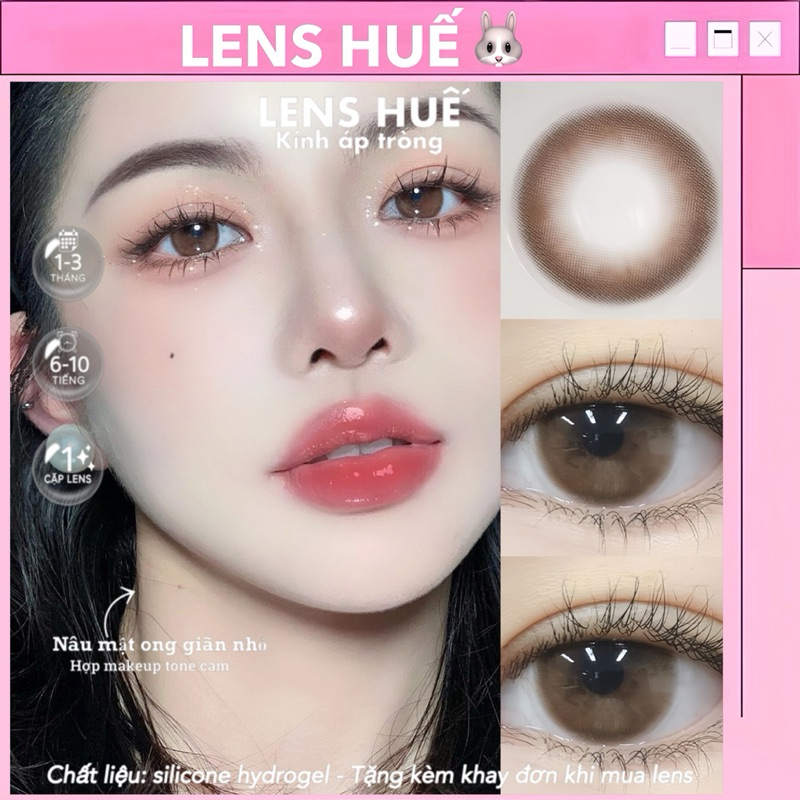 🧡(𝗖𝗔̣̂𝗡 𝗧𝗨̛̀ 𝟬-𝟲 Đ𝗢̣̂) - LENS BROWN 14.2mm nâu sữa trong tự nhiên ánh cam nhẹ nhàng TẶNG KÈM KHAY ĐƠN - Lens Huế 🐰