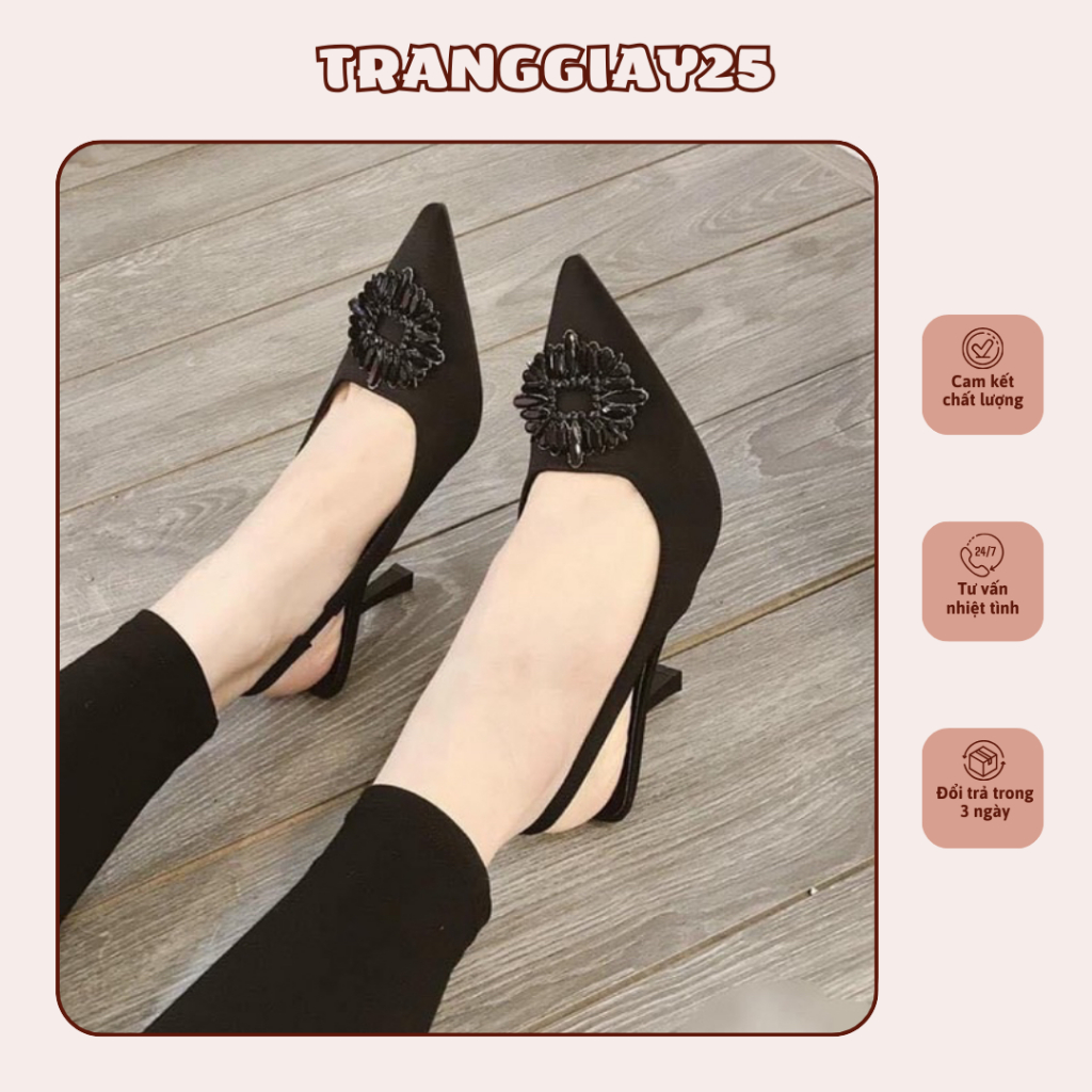 Giày cao gót quai sau quai đá sang chảnh H66