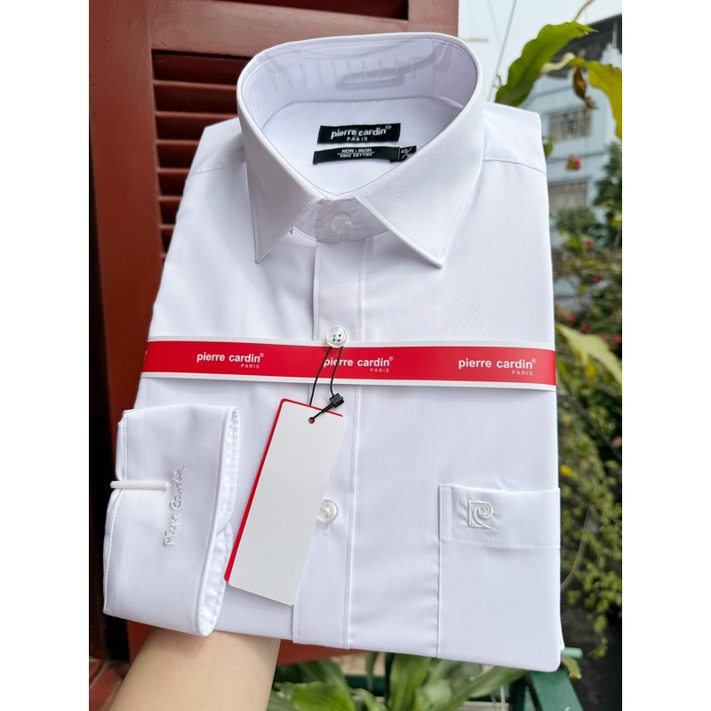 Sơ mi dài tay trắng trơn Pier.re Car.din dáng suông chính hãng