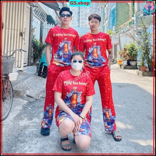 BỘ BIA TIGER ĐỎ DÀI THỂ THAO NAM NỮ CỔ TRÒN - BỘ HÈ TAY CỘC QUẦN NGẮN CHẤT THUN LẠNH MỀM MỊN CO GIẢN TỐT - g5.shop