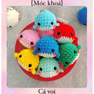 [Sẵn] [Video thật] Có mix màu Móc khoá len nhung cá voi cute (Quà tặng handmade)
