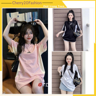 Áo thun tay lỡ nam nữ logo das phối hai bên sườn đủ màu, áo phông dáng rộng chất cotton khô phong cách thể thao cực đẹp