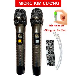 Micro loa kéo hợp kim, tay micro viền giả kim cương sang chảnh