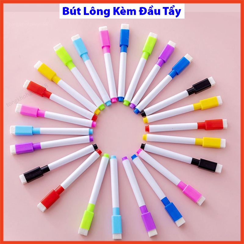 Bút lông bút dạ dùng cho bảng trắng có đầu xóa được, bộ tập tô, học liệu tô vẽ xoá thông minh cho trẻ