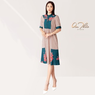 Đầm Vnxk CM Suông Phối Họa Tiết, Chất Vải Satin Lụa Cao Cấp Mặc Đi Tiệc hay Dạo Phố Điều Đẹp