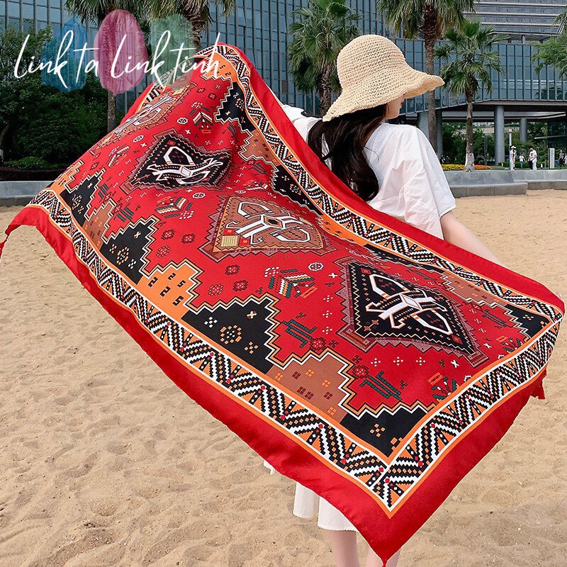 Khăn Boho - Khăn Boho vintage CAO CẤP - khăn boho thổ cẩm choàng Màu Đỏ