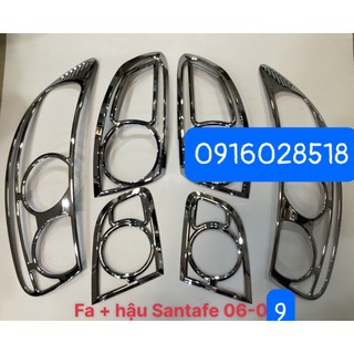 Santafe 2008 2009 ốp đèn pha hậu xe mạ crom op den truoc sau, op vien den