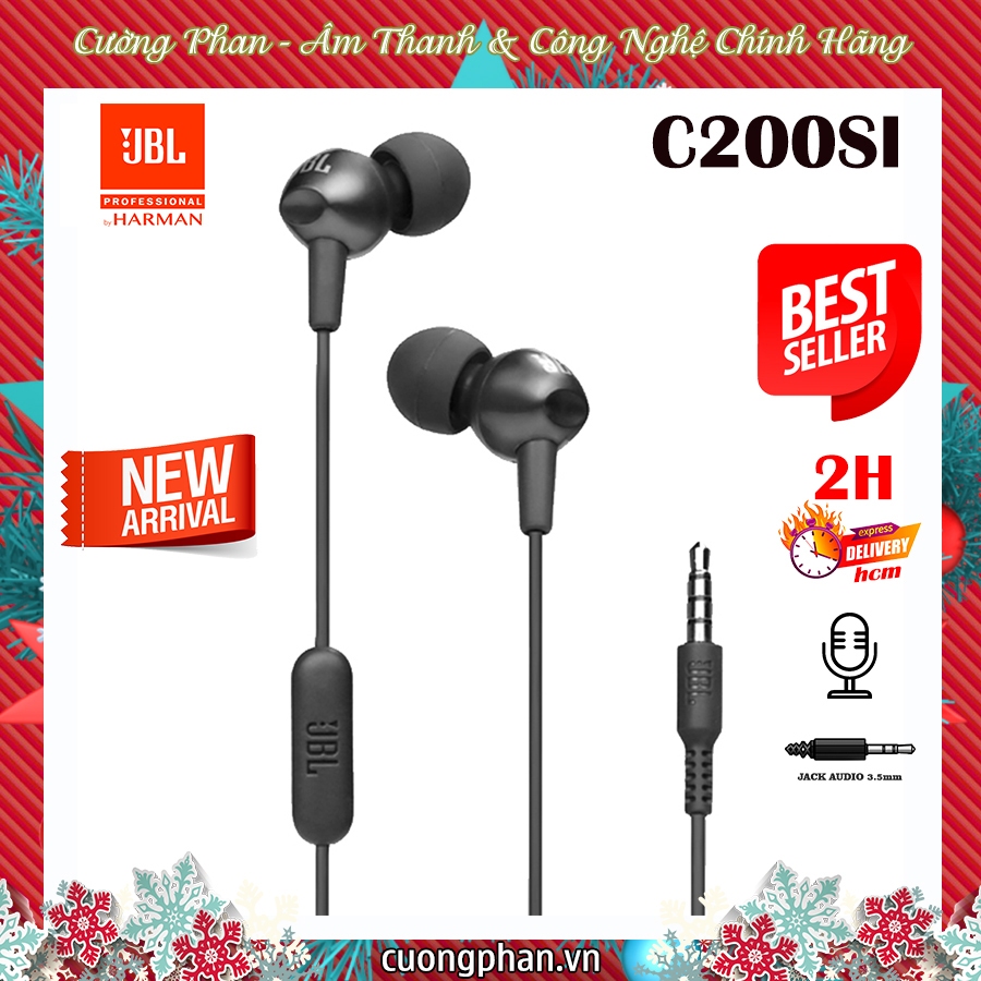 Tai Nghe Nhét Tai Có Mic JBL C200SI - Nghe Nhạc Hay, Đàm Thoại Rõ Nét - PGI - Bảo Hành 06 Tháng
