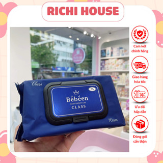  Sỉ - 1 Thùng 10 Gói Khăn Giấy Ướt Bebeen Class - Gói 70 Tờ Không Mùi Không Hóa Chất An Toàn Cho Bé 