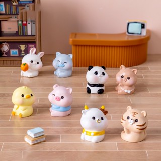 Set 8 mô hình thú quay trái mini dễ thương trang trí bàn làm việc, tủ sách, quà tặng, tiểu cảnh
