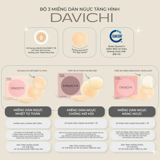 Miếng Dán Ngực Davichi Silicon Cao Cấp Giúp Nâng Ngực Định Hình, Siêu Dính Kháng Nước, Ôm Sát Tự Nhiên Và Tái Sử Dụng