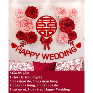Set bông 3D trang trí phòng cưới, phòng khách trong ngày cưới