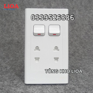 Combo ổ cắm điện đôi 2 chấu 16A 3520W + 2 công tắc điện LiOA - Âm tường