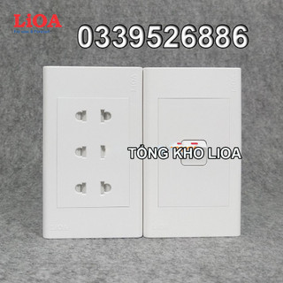 Combo ổ cắm điện đôi 3 chấu lioa 16a 3520w + 1 công tắc điện - lắp nổi