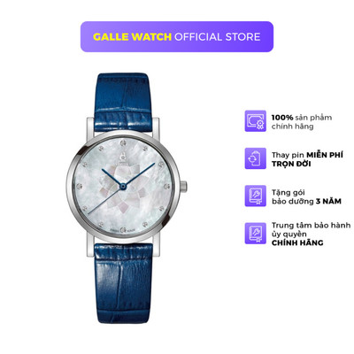 Đồng hồ nữ Ernest Borel BS860-49221BL kính Sapphire cao cấp, chịu nước 5ATM, dây da đeo tay cao cấp, chính hãng Thụy